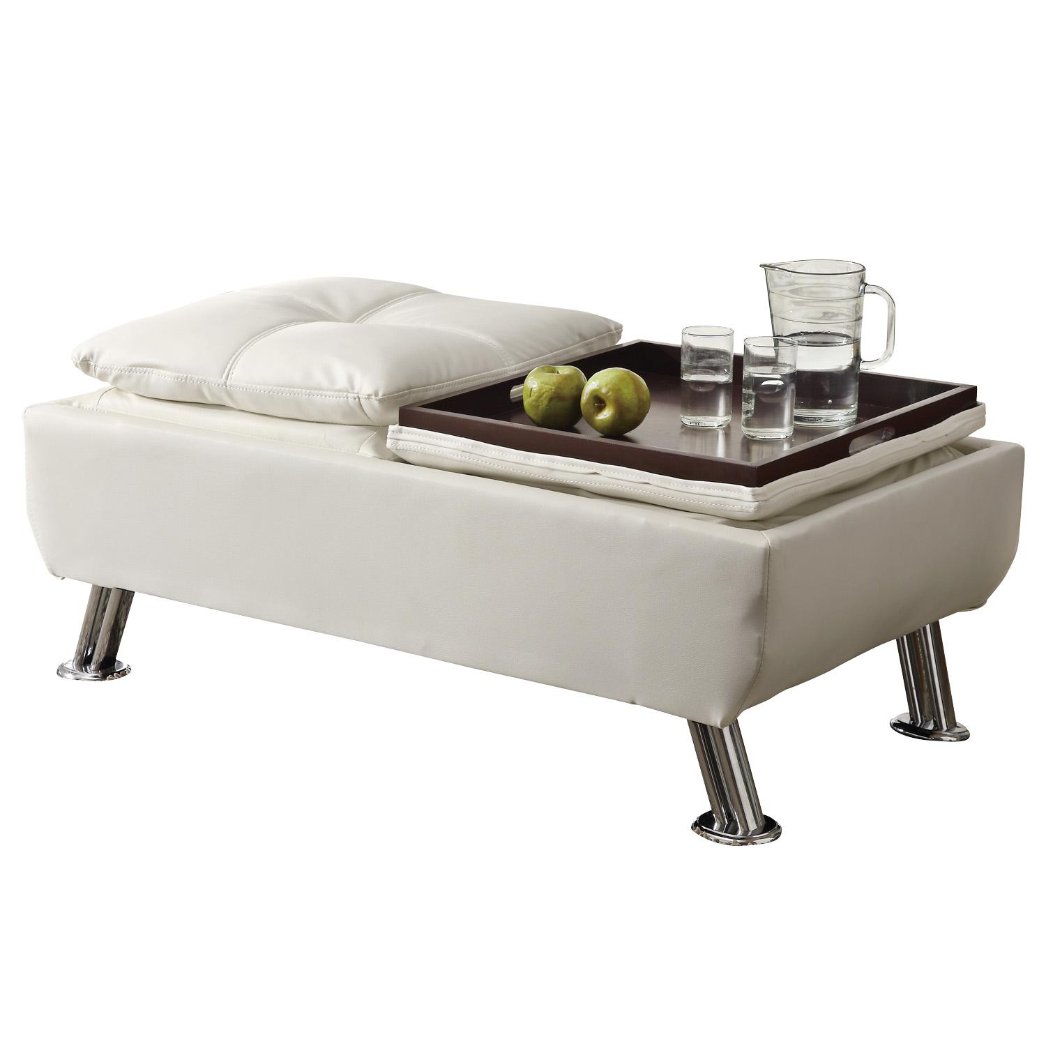 Leather storage ottoman with tray hot sale